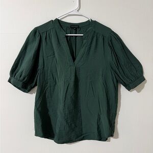 Pleione Deep Green V-Neck Blouse